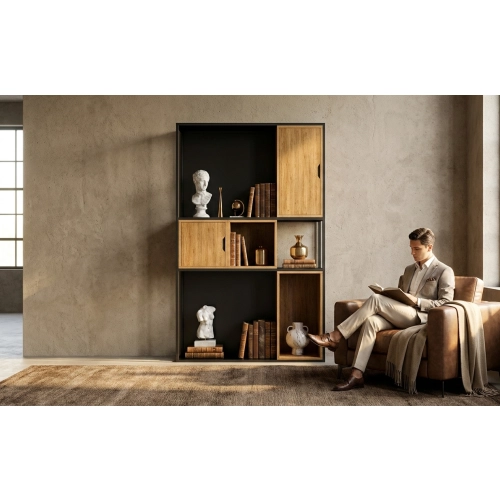 REGAŁ NA KSIĄŻKI METALOWE DREWNO LITE DĄB JESION OLCHA RNK-159